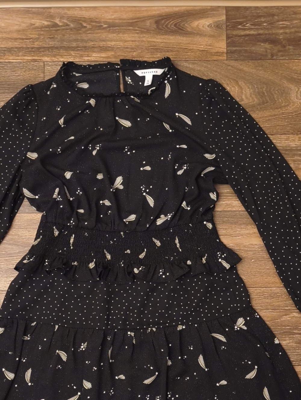 Pop Sugar Black And White Shooting Star Long Sleeve Dress
